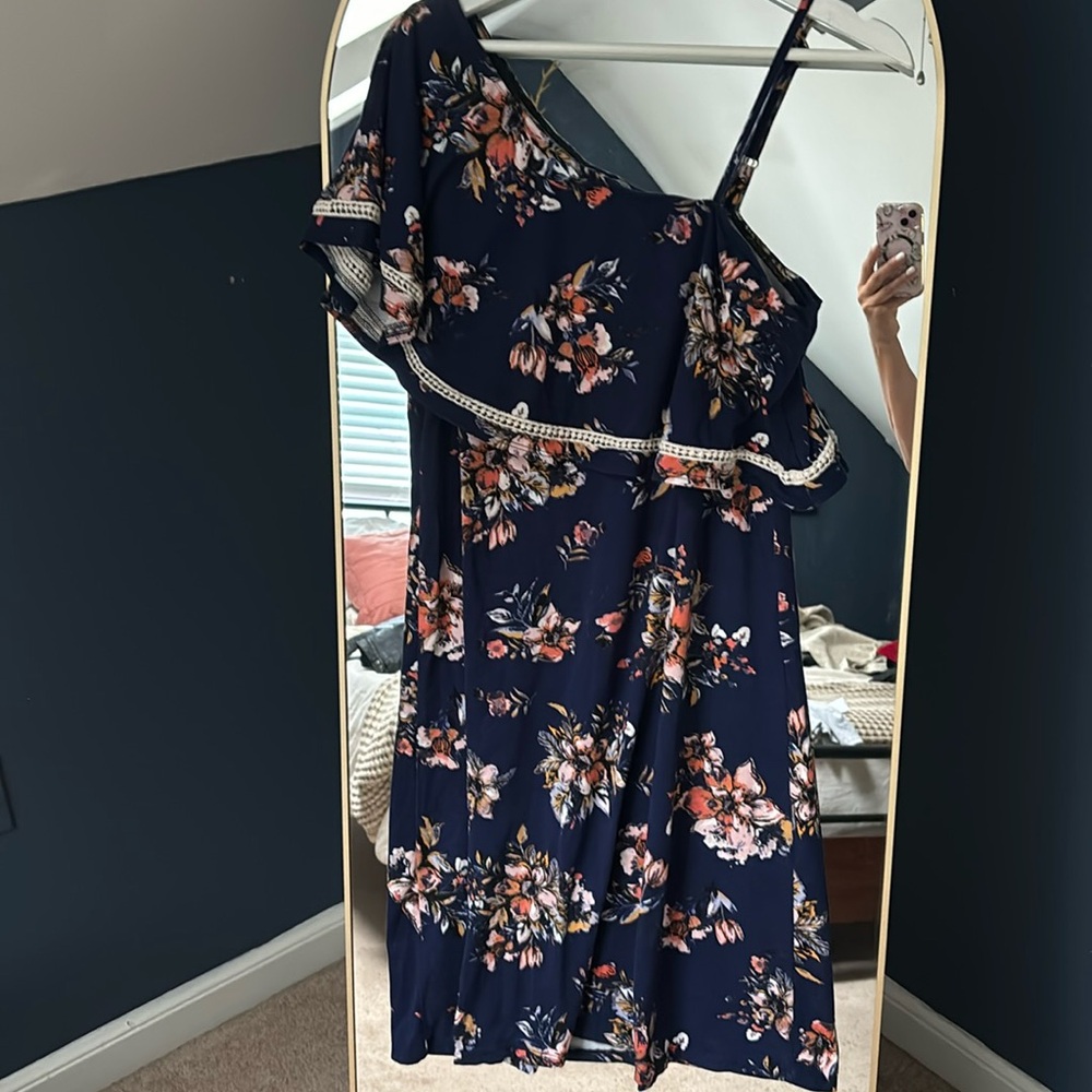 One Shoulder Floral Dress